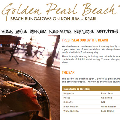 <b>Golden Pearl <br>Beach Resort</b><br>Web design, UI