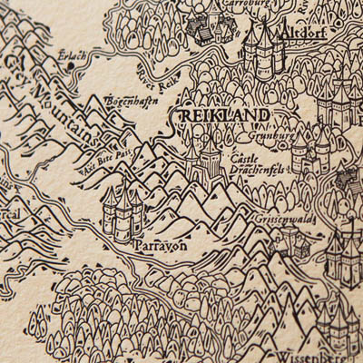 <b>Warhammer</b><br>Hand printed Warhammer Map – The Old World, (detail)<br>Hand printed Warhammer Map – The Old World 