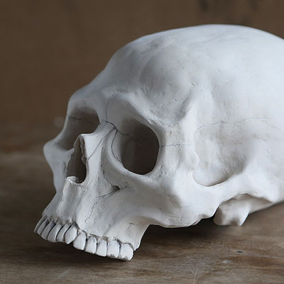 <b>Mayan Skull</b><br>In traditional clay<br>Skull sculpted in traditional clay