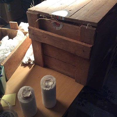 <b>Gåsmamman 2</b><br>on set – cocaine candles<br>Gåsmamman 2, on set – my wooden crates with the cocaine candles.